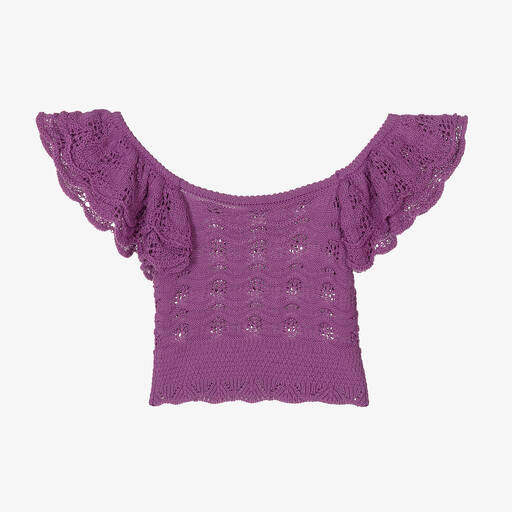 Fun & Fun-Girls Purple Knit Cropped Top | Childrensalon Outlet