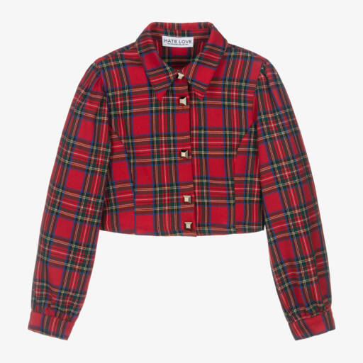 Fun & Fun-Girls Red Plaid Twill Shirt | Childrensalon Outlet