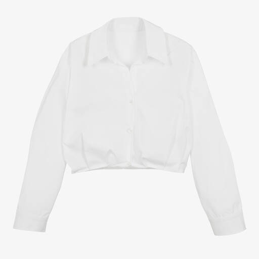 Fun & Fun-Белая укороченная рубашка из хлопка | Childrensalon Outlet