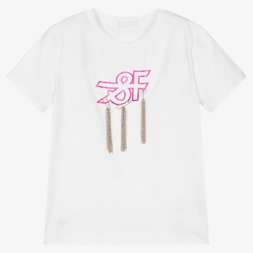 Fun & Fun-Girls White Cotton T-Shirt | Childrensalon Outlet