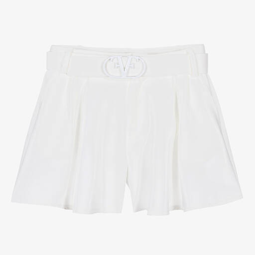 Fun & Fun-Girls White Crêpe Wide Leg Shorts | Childrensalon Outlet