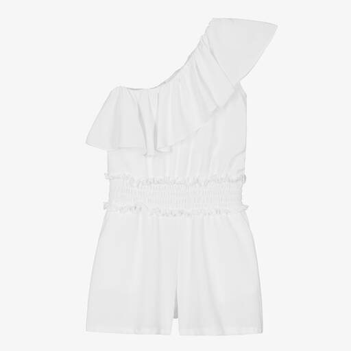 Fun & Fun-Girls White One Shoulder Playsuit | Childrensalon Outlet