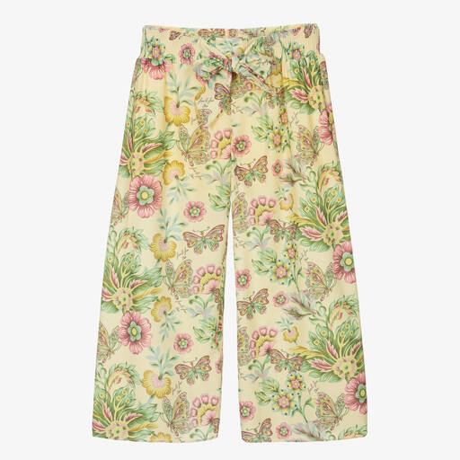 Fun & Fun-Girls Yellow Floral Chiffon Trousers  | Childrensalon Outlet