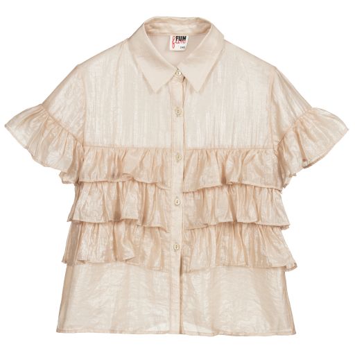 Fun & Fun-Gold Ruffle Blouse | Childrensalon Outlet