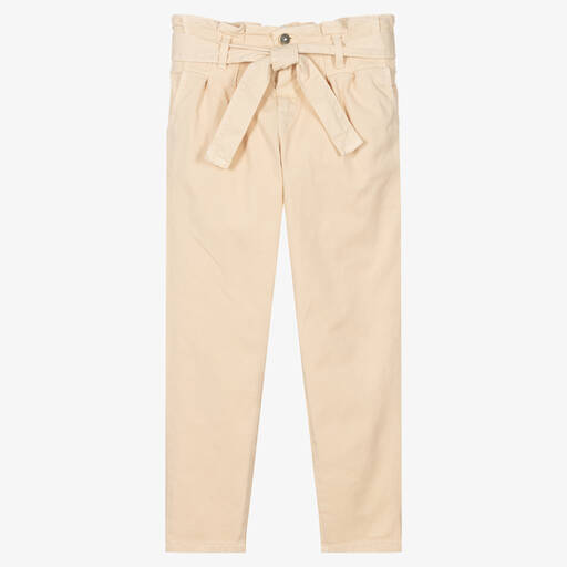 Fun & Fun-Ivory Cotton Paper Bag Trousers | Childrensalon Outlet