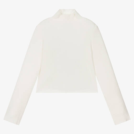 Fun & Fun-Ivory Ribbed Roll Neck Top | Childrensalon Outlet