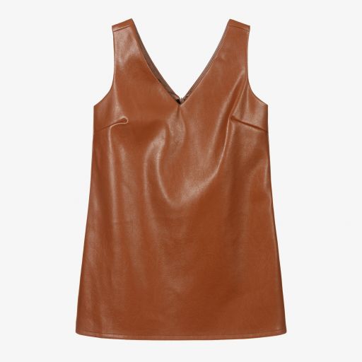 Fun & Fun Chic-Tan Brown Faux Leather Dress | Childrensalon Outlet