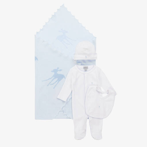 G.H.Hurt & Son-White & Blue Baby Wool Set | Childrensalon Outlet