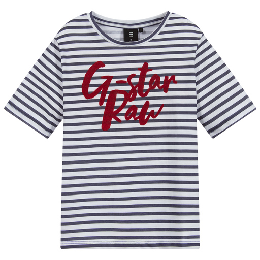 G-Star Raw-Girls White & Blue T-Shirt | Childrensalon Outlet