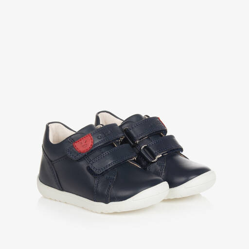 Geox-Baby Boys Navy Blue Leather Trainers | Childrensalon Outlet