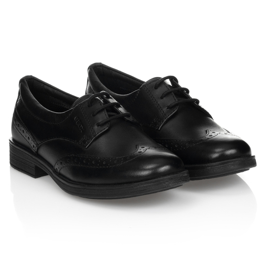 Geox-Schwarze Leder-Brogues | Childrensalon Outlet