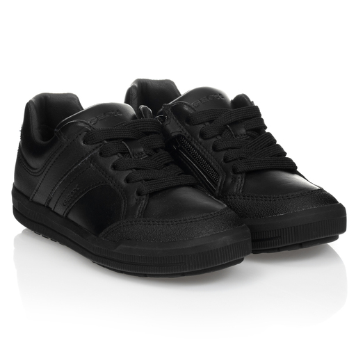 Geox-Boys Black Leather Trainers | Childrensalon Outlet