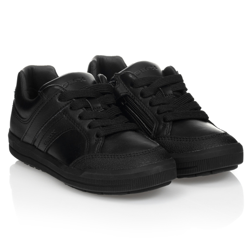 Geox-Schwarze Lederturnschuhe (J) | Childrensalon Outlet