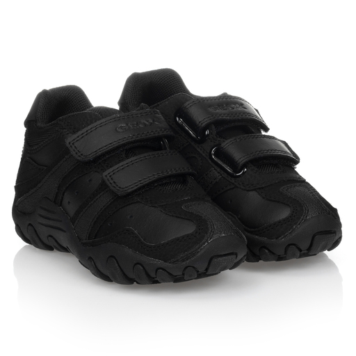 Geox-Boys Black Leather Trainers | Childrensalon Outlet