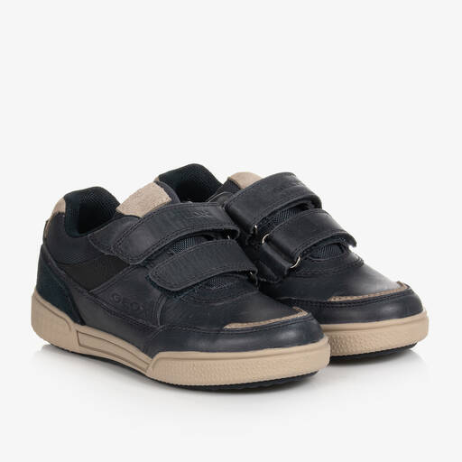 Geox-Boys Blue Leather Velcro Trainers | Childrensalon Outlet