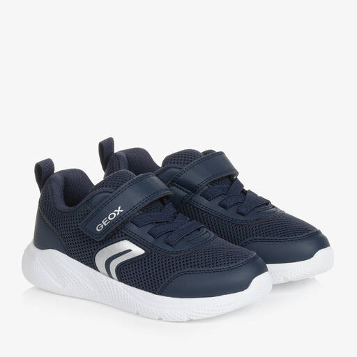 Geox-Boys Navy Blue Mesh Velcro Trainers | Childrensalon Outlet