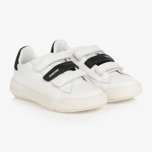 Geox-Boys White & Black Leather Trainers | Childrensalon Outlet