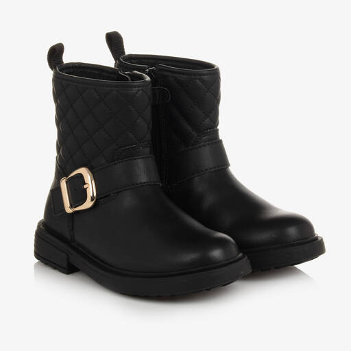 Geox-Girls Black Faux Leather Boots | Childrensalon Outlet