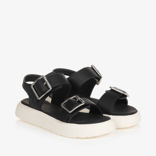 Geox-Girls Black Faux Leather Sandals | Childrensalon Outlet