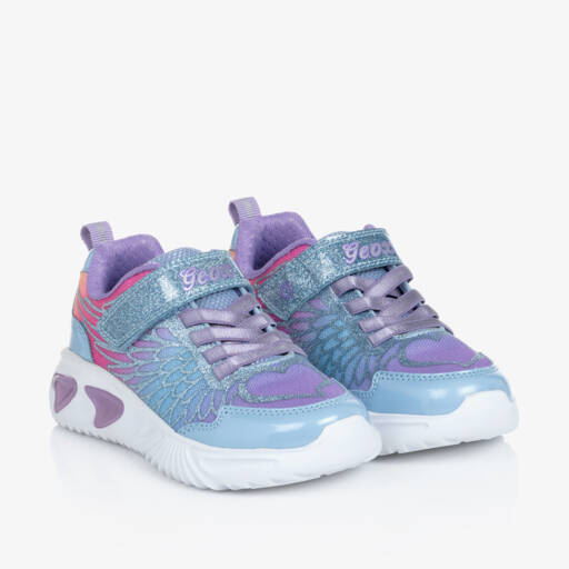 Geox-Girls Blue Glitter Light-Up Trainers | Childrensalon Outlet