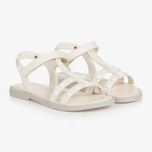 Geox-Girls Ivory Studded Sandals | Childrensalon Outlet