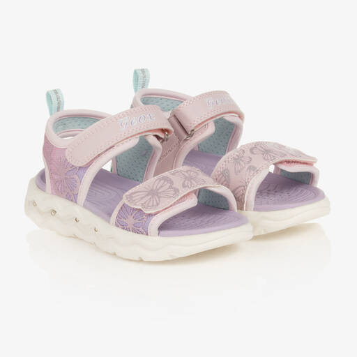 Geox-Girls Purple Light-Up Sandals | Childrensalon Outlet