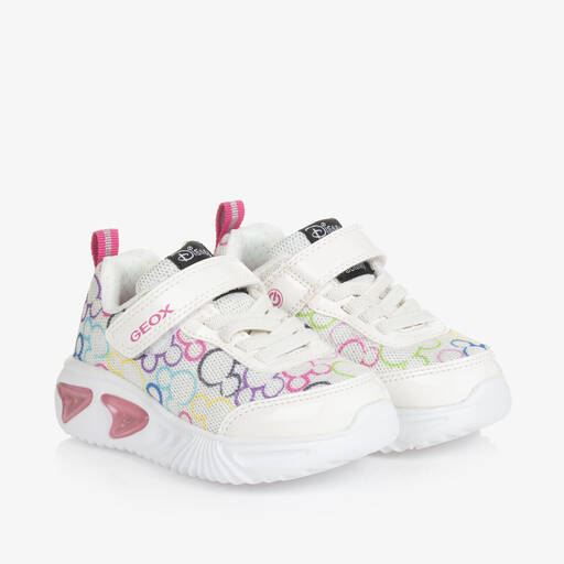 Geox-Girls White Disney Light-Up Trainers | Childrensalon Outlet