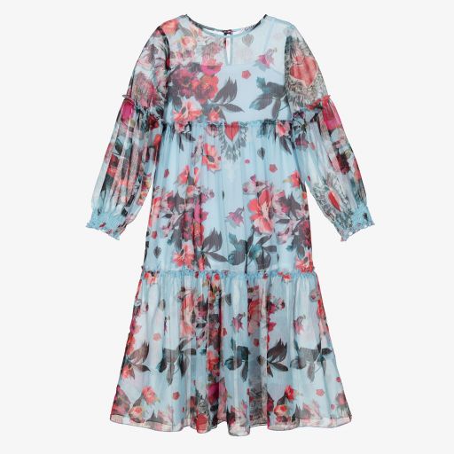 Giamo-Голубое платье макси с цветами | Childrensalon Outlet