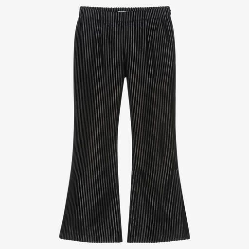 Giamo-Girls Black Velour Trousers  | Childrensalon Outlet