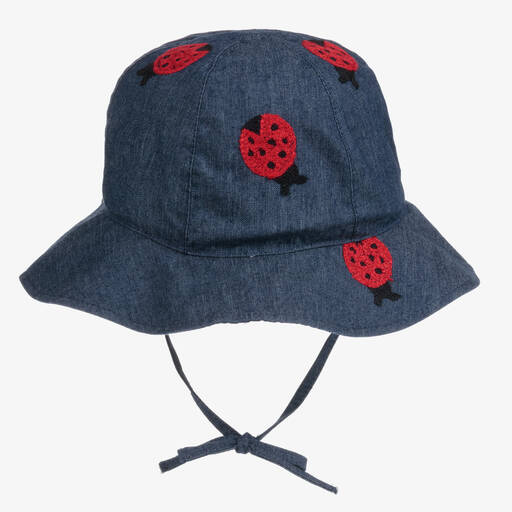 Giamo-Girls Blue Chambray Sun Hat | Childrensalon Outlet