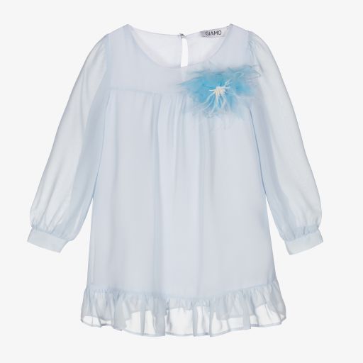 Giamo-Robe bleue en mousseline Fille | Childrensalon Outlet