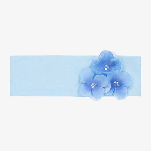 Giamo-Girls Blue Cotton Flowers Headband | Childrensalon Outlet