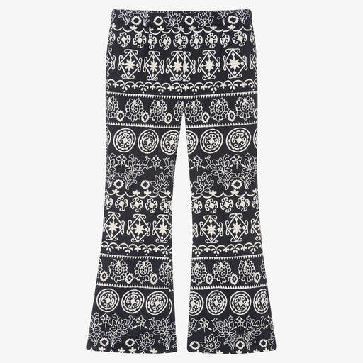 Giamo-Girls Floral Jacqaurd Trousers | Childrensalon Outlet