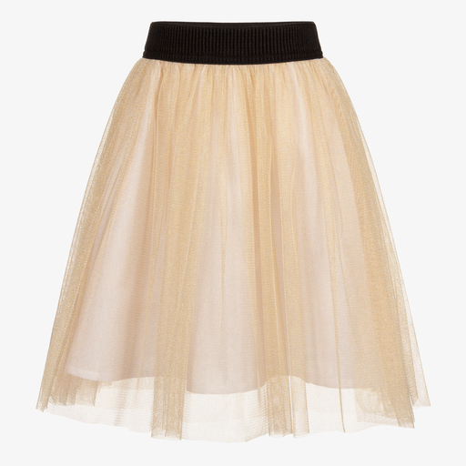 Giamo-Girls Gold Tulle Skirt | Childrensalon Outlet