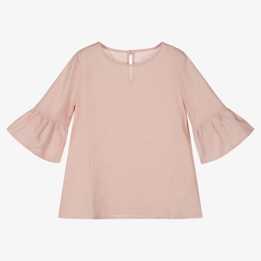 Giamo-Girls Pink Linen Blouse | Childrensalon Outlet