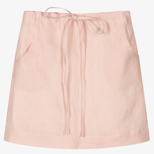 Giamo-Girls Pink Linen Skirt | Childrensalon Outlet
