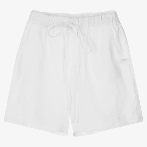 Giamo-Girls Sheer White Linen Shorts | Childrensalon Outlet