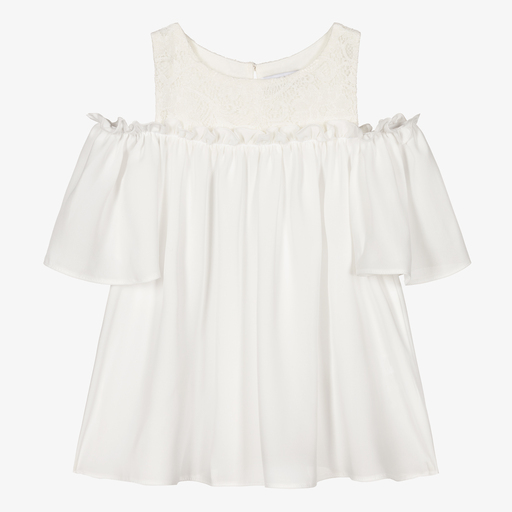 Giamo-Girls White Chiffon Blouse | Childrensalon Outlet