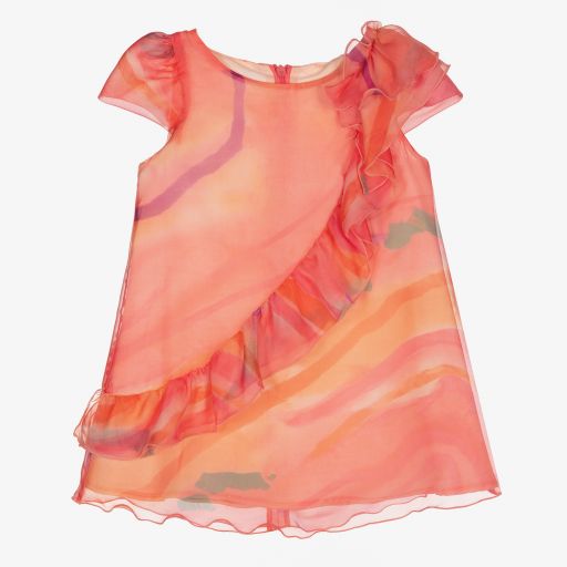 Giamo-Pink & Orange Chiffon Dress | Childrensalon Outlet