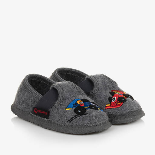 Giesswein-Boys Grey Wool Slippers | Childrensalon Outlet