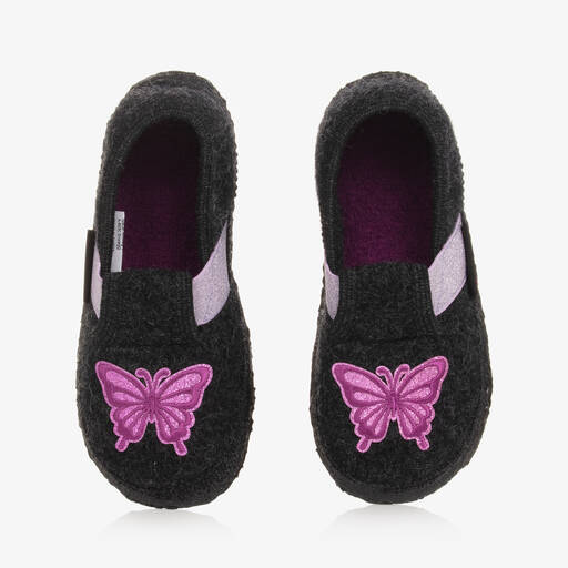 Giesswein-Girls Charcoal Grey Wool Slippers | Childrensalon Outlet