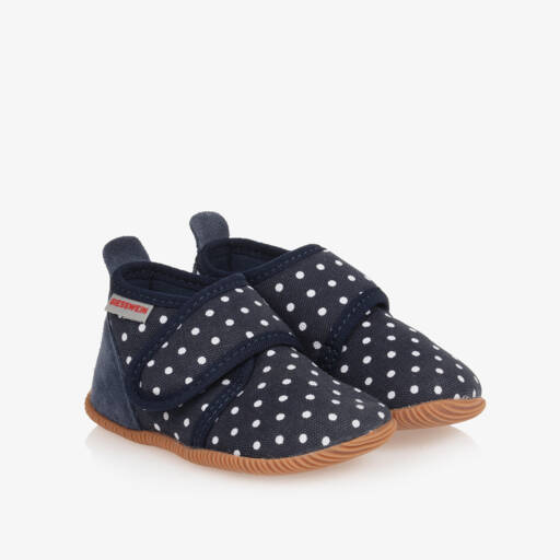 Giesswein-Girls Navy Spot Velcro Shoes | Childrensalon Outlet