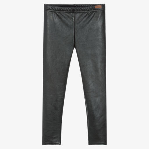 Boboli-Girls Black Faux Leather Leggings | Childrensalon Outlet
