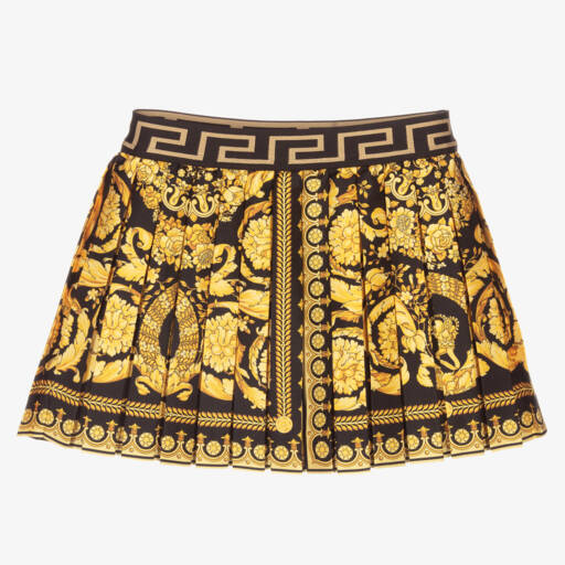 Versace-Girls Black & Gold Barocco Skirt | Childrensalon Outlet