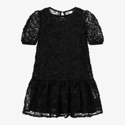 The Tiny Universe-Girls Black Tulle Flower Dress | Childrensalon Outlet