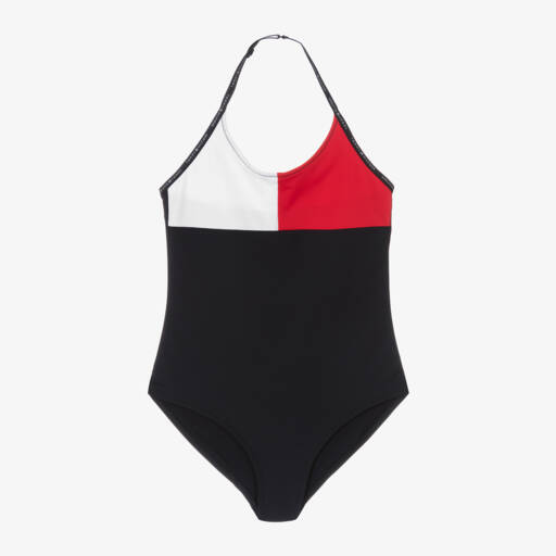 Tommy Hilfiger-Girls Blue Colourblock Swimsuit | Childrensalon Outlet