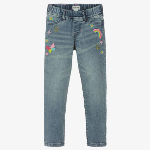 Hatley-Girls Blue Embroidered Jeggings | Childrensalon Outlet