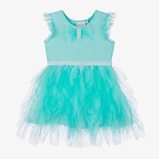 Rachel Riley-Girls Green Cotton & Tulle Dress | Childrensalon Outlet
