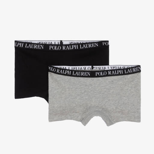 Ralph Lauren-Girls Grey & Black Cotton Pants (2 Pack) | Childrensalon Outlet