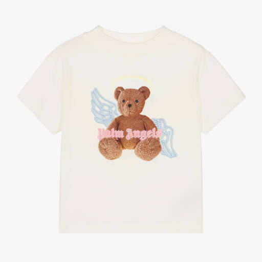 Palm Angels-Girls Ivory Cotton Angel Bear T-Shirt | Childrensalon Outlet